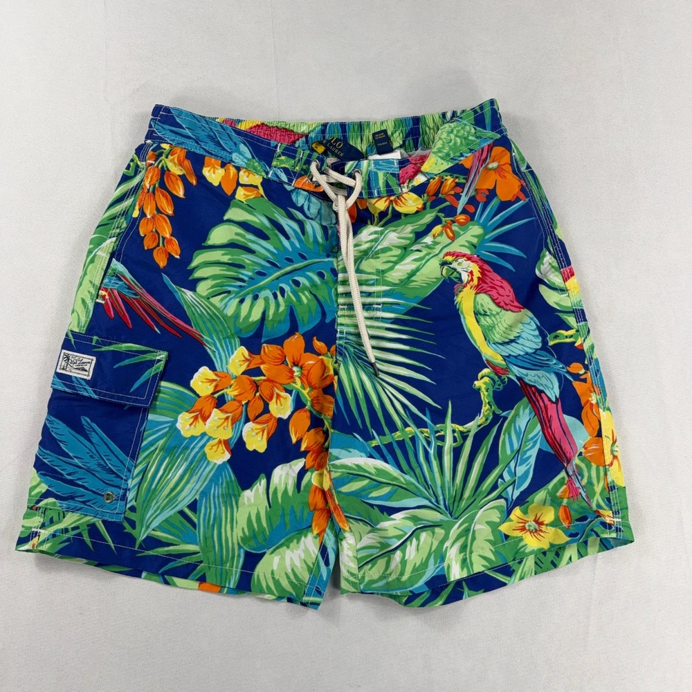 Polo Ralph Lauren Swim Trunks Tropical Parrot‎ Floral Print Mens Small